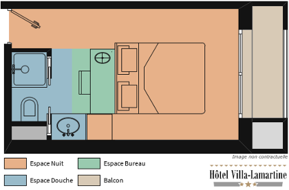 Tradition Room Plan Hotel Villa-Lamartine in Arcachon City