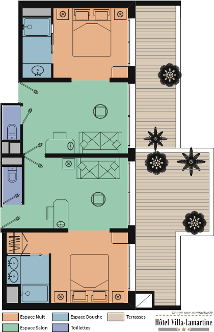 Plano de la Suite Lamartine suite  Hotel Villa-Lamartine en Arcachon