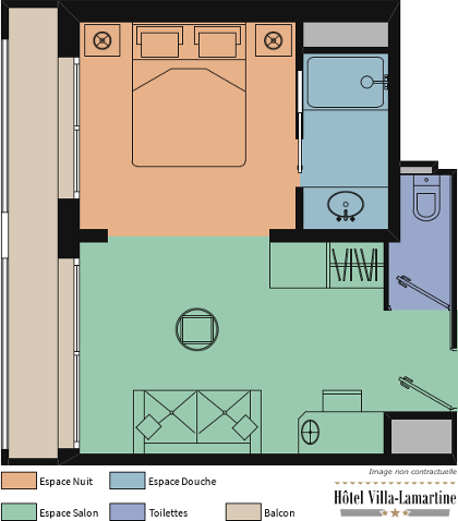 Plan de la Suite Prestige de l'Hôtel Villa-Lamartine à Arcachon Centre Ville