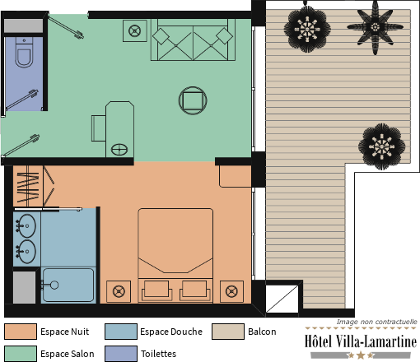 Plan de la Suite Prestige Terrasse de l'Hôtel Villa-Lamartine à Arcachon Centre Ville